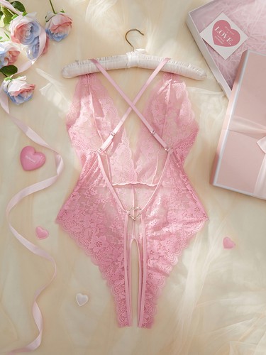 Mujeres Sexy Lencería Encaje Body Halter Babydoll Mini Peluche Una Pieza Prendas para dormir - Imagen 76 de 78