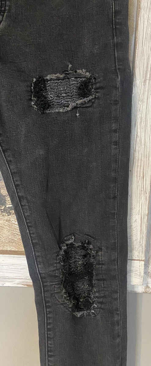 Sixth June Black Distressed Jeans W29x30 Skinny Stretch Great eBay