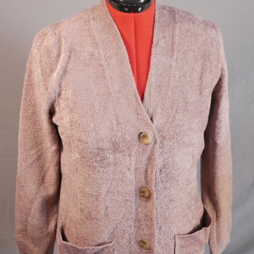 Neu mit Etikett Natural Reflections Plüsch-Cardigan rosa taupe Damen M - Bild 4 von 14