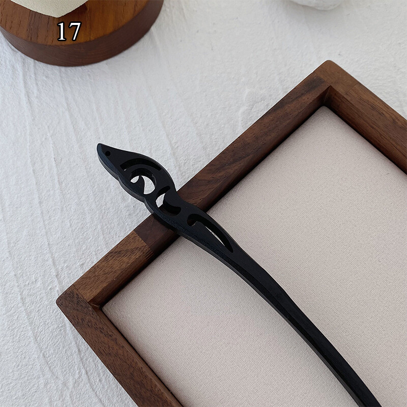 Haarnadel Aus Holz Mit Metall-Ornament - 18cm Handgefertigter Haarstab