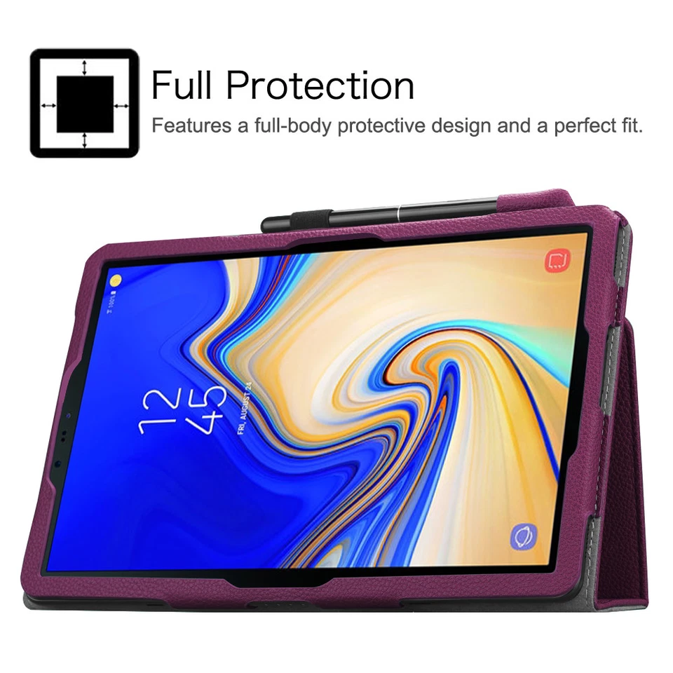 For Samsung Galaxy Tab S4 10.5" Case Vegan Leather Stand Cover with S Pen Holder - Image 3 of 4