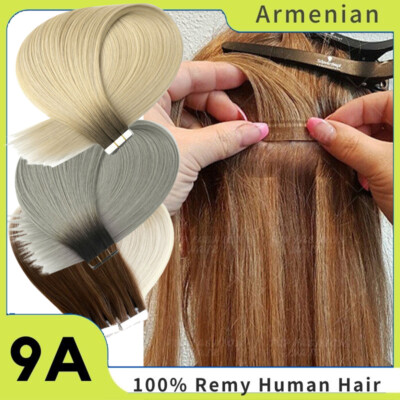 100% Echthaar Indisches Tape In On Remy Hair Extensions 80 Tressen Weft Balayage