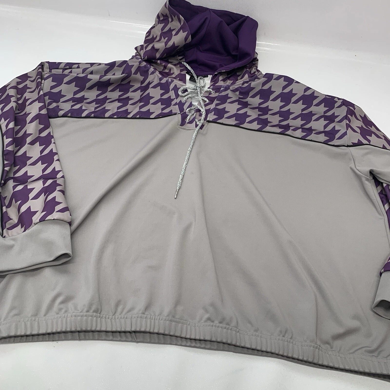 VETEMENTS Ashley Sport Hoodie Sweatshirt Woman 26 28 Purple Stretch Athleisure Travel Work