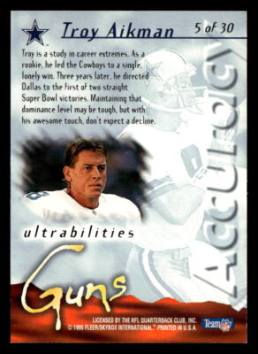 Troy Aikman 1995 Ultra Ultrabilities Card #5 Dallas Cowboys | eBay