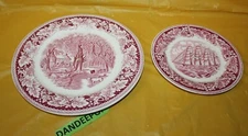 Clipper Ship Home Sweet Home Currier & Ives Homer Laughlin 2 Tier Cake Plate 