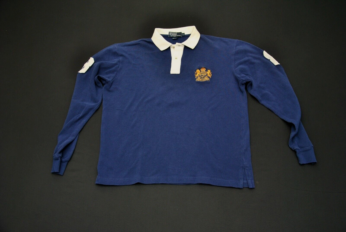 VTG Polo Sport Ralph Lauren Rugby Shirt Blue Crest Number 8
