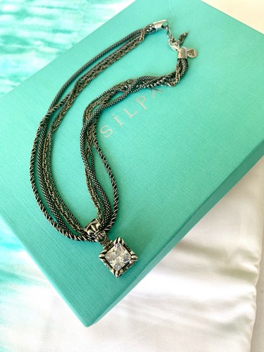 Silpada N1719 925 Plata Multi Cadena Collar Uptown Colgante S0979 Circonita Cúbica - Imagen 12 de 12