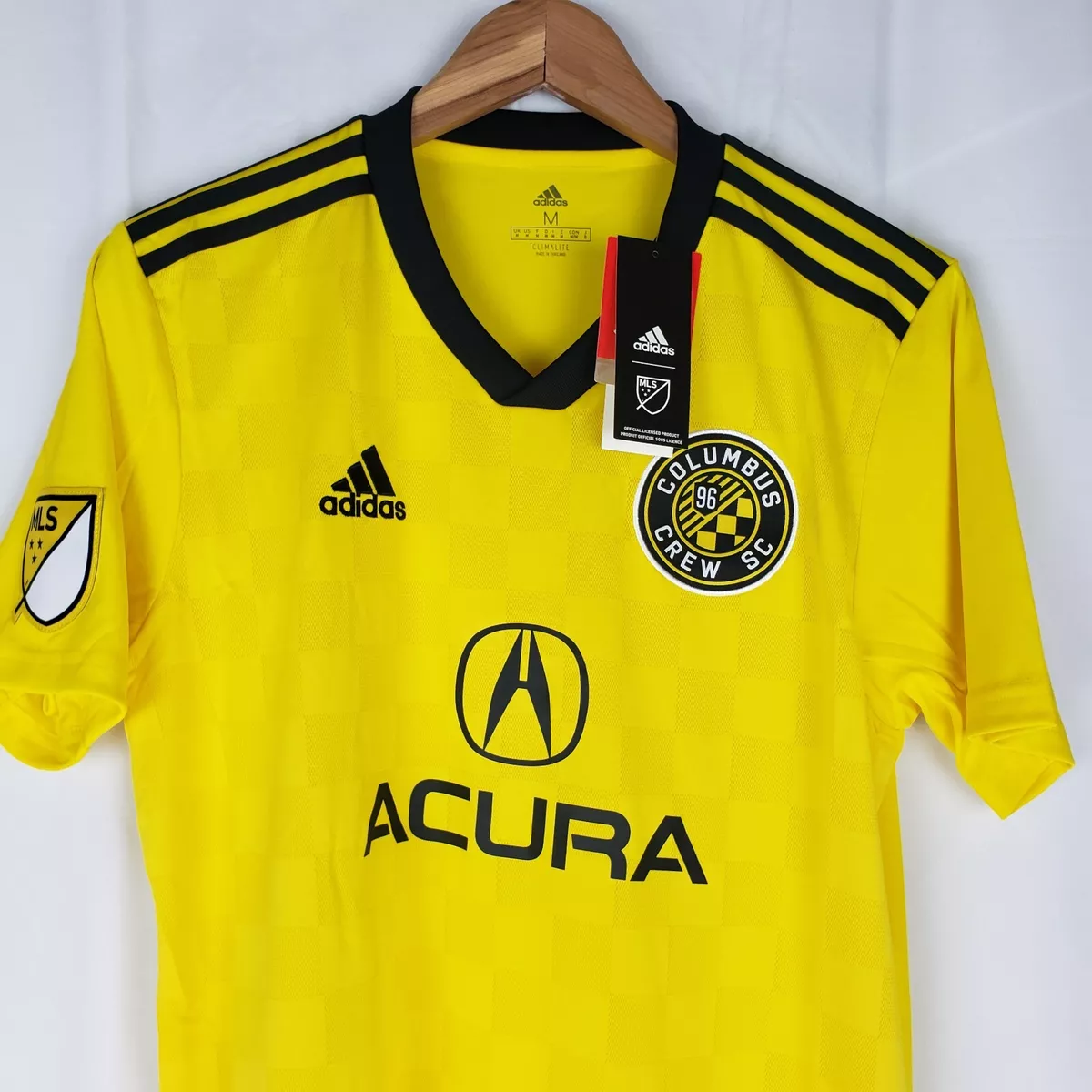 MLS Columbus Crew Authentic Soccer Jersey adidas ClimaLite Acura Yellow