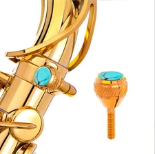 Yamaha Saxophone Neck Screw. KGUBrass "135"  24K Gold plated w.Natural stones