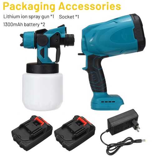 Cordless Electric Spray Gun Paint Sprayer Auto Furniture Steel Coating Airbrush