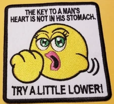 The key to a Man's Heart Embroidered Patch approx 2.75 x 4" iron or sew