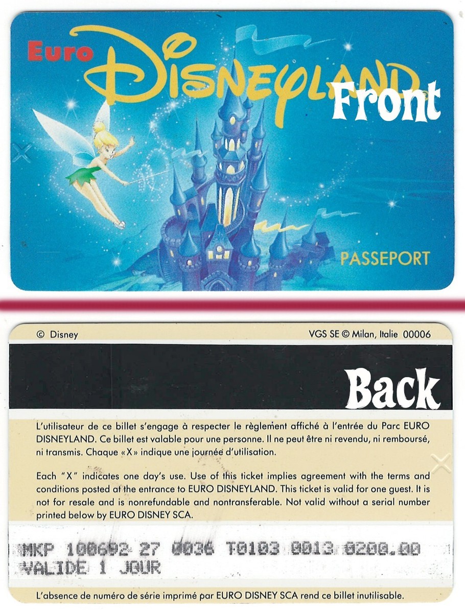Vintage EuroDisneyland OPENING YEAR Used Passport Admission Ticket 