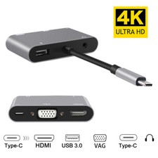 5 In 1 Type C Male To HDMI / VGA / USB C Female Adapter Converter Cable 4K 1080P