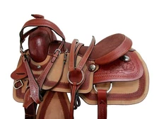 DEEP SEAT WESTERN TRAIL SADDLE HORSE PLEASURE TOOLED LEATHER TACK 18 17 16 15