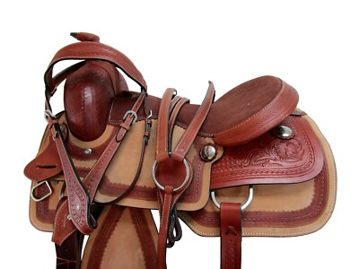 GAITED WESTERN HORSE SADDLE PLEASURE TRAIL TOOLED LEATHER TACK SET 15 16 17 18