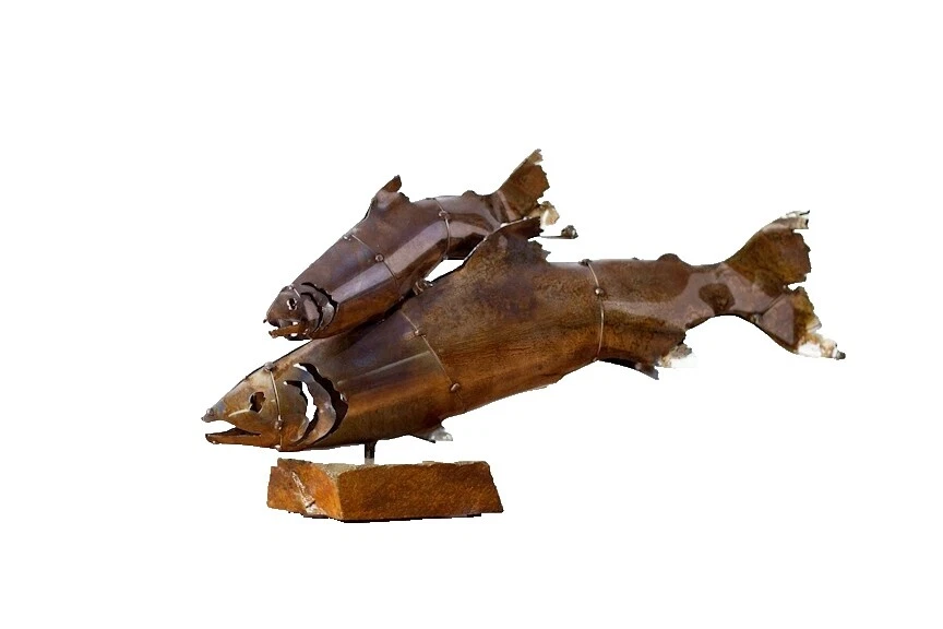 Fishing Metal Art Sculptures