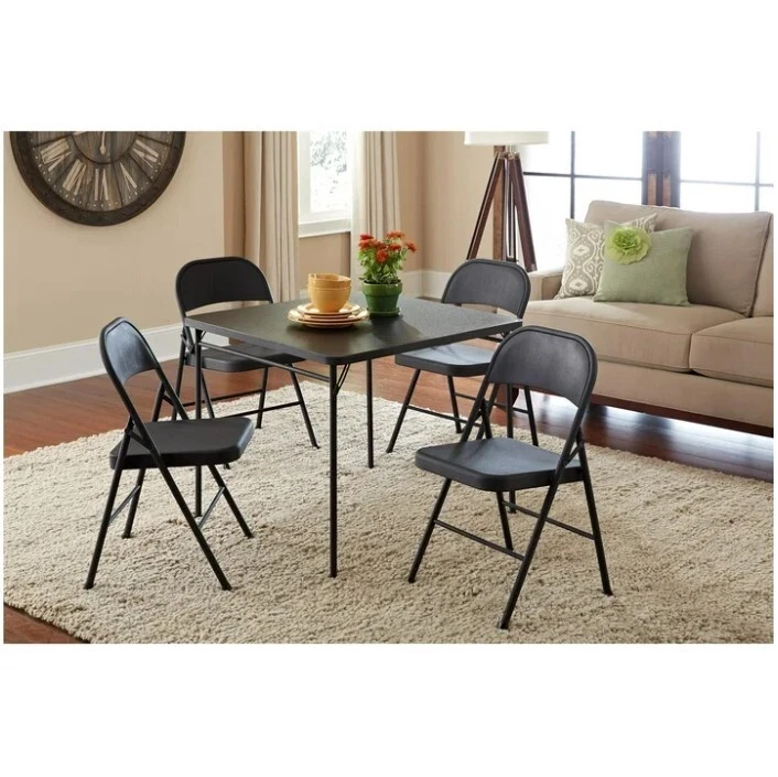 Silla Plegable de Metal Todo Acero, Doble Apoyo, Negra Foto 3 de 4