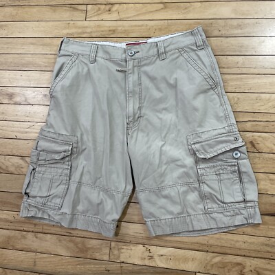 LEVI'S Cargo Shorts Men W36 Vtg Y2k Chunky Baggy Grunge Cream Cargo Bermuda 10'