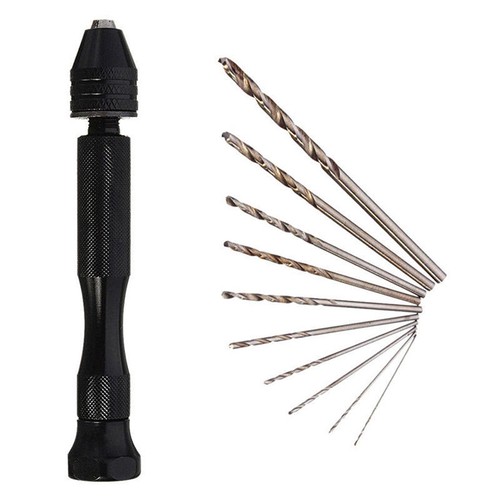 Aluminum Mini Micro Hand Drill Keyless Chuck + 10pcs Twist Drills ...