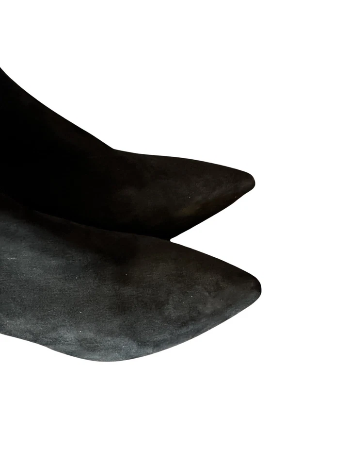 Аэрозоли женщин эпиграмма лодыжки стороне молнии черная замша ботинки Sz 8,5 М EUC! - Изображение 3 из 4