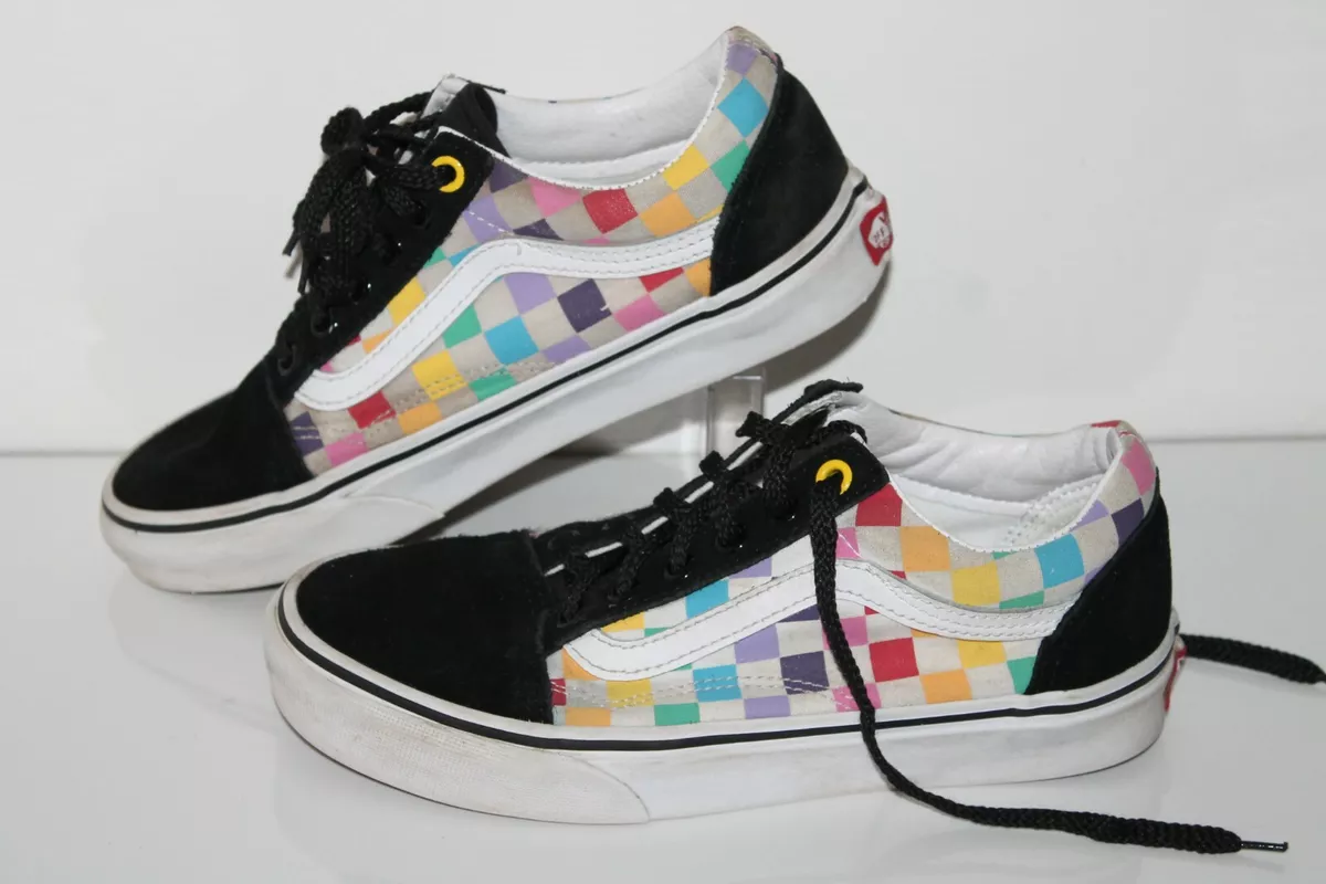 Rainbow checkerboard vans size 5 2025