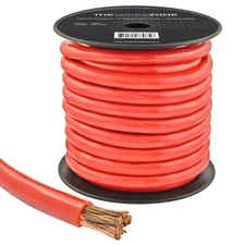 1/0 Gauge AWG 50ft OFC Power Cable Oxygen-Free Copper Ground Wire 50 Feet Red