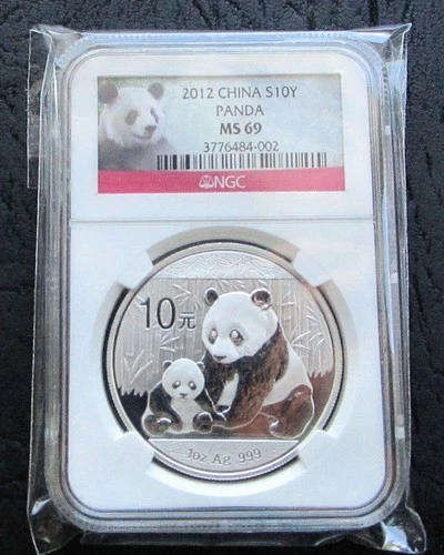 2012 CHINA S10Y 1 oz Silver NGC MS69 Panda  Bullion MS 69 Coin Panda Core Label