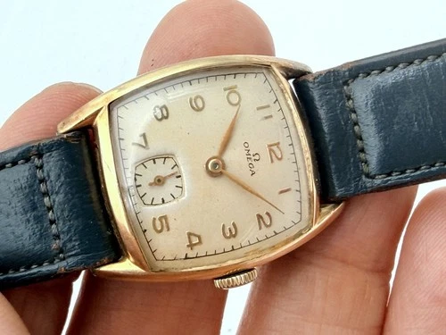 1952 Omega Tank Manual Wind Dress 14K GOLD FILLED Case Original Dial RUNS