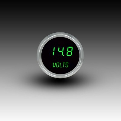 Intellitronix Green LED Voltmeter Gauge - Black Faceplate With Chrome Bezel