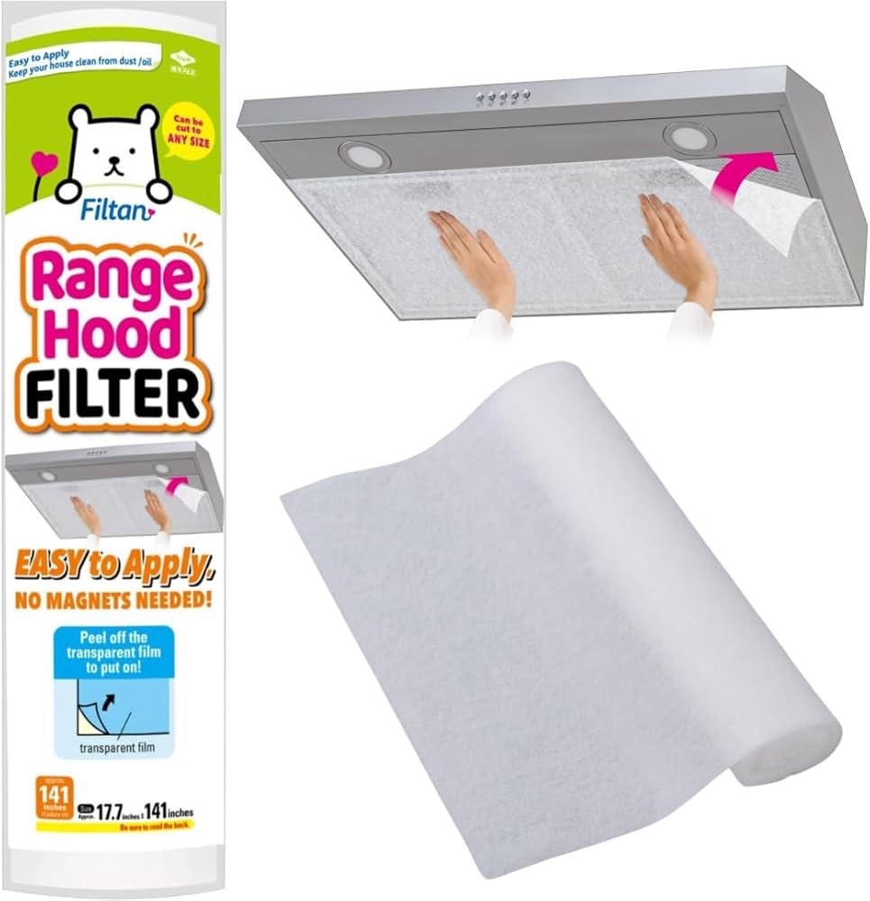 Easy Apply Range Hood Filter - Universal Size (141inches), Peel & Stick