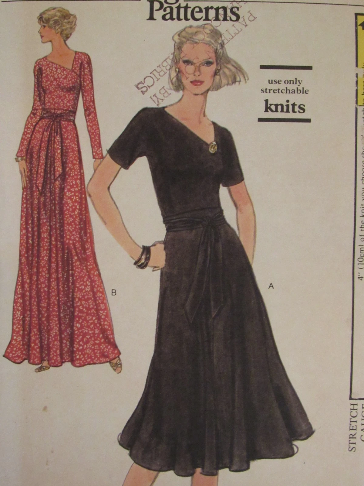 VTG 70s VOGUE 9821 Misses Flared Neck Interest Dress in 2 Lengths PATTERN 10 UC