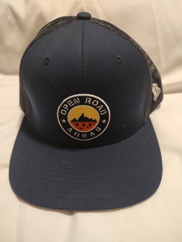 Open Road Ahead Patch Hat Blue Branded Bills Adjustable Baseball Cap
