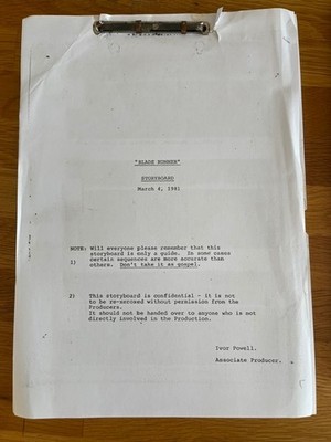 Blade Runner 1981 HARRISON FORD Original Film Storyboard Script