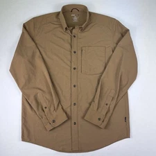 Swiss Tech Men’s Size Medium Performance Gear Button Up Shirt Copper Penny Brown