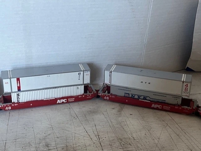 Athearn HO APC Train Car Container 48' 5 Well W/ Containers GBRX-3001 Stacktrain - Image 3 of 4