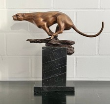 Bronzeskulptur Jaguar 40 cm – Tierfigur Vintage Deko 7 kg
