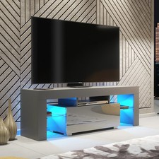 TV Stand – 130cm – High Gloss Doors – LED – Modern Compact Media Unit – LUNARO