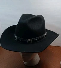 Vintage BEAVER BRAND HATS Center Dent Wool Cowboy Hat Black Size 6 7/8 CLEAN!