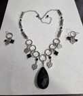 LIA SOPHIA CROSSHATCH NECKLACE & EARRING SET - SILVER TONE 18-21" LONG — photo 3