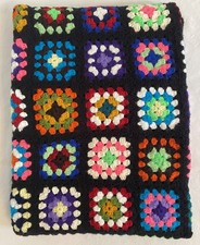 Vintage Granny Square Afghan Hand Crochet Mul...