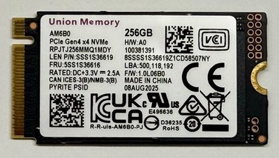 Union Memory 256GB SSD - AM6B0 M.2 PCIe NVMe Gen4 x4