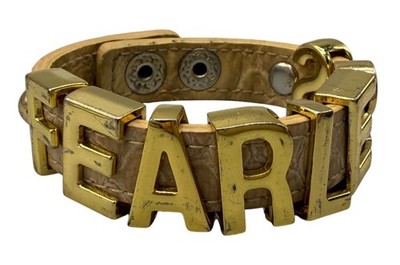 BCBGeneration Leather Fearless Slide Charms Snap Cuff Bangle Bracelet