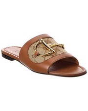 Gucci Gg Canvas Leather Sandal Women's