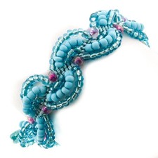 Turquoise Blue Pink Handmade Glass Seed Beads Swirl Fashion Bracelet