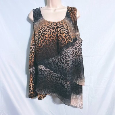 Roz & Ali Sleeveless Animal Print Top Size 2X