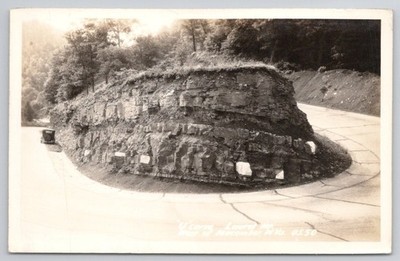 Vintage RPPC U Curve Laurel Mt. US 50 Morgantown WV Road Car Postcard