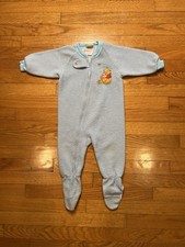 Pooh Baby Unisex Winnie The Pooh One Piece Footed Pajama Overall Blue Sz 18M