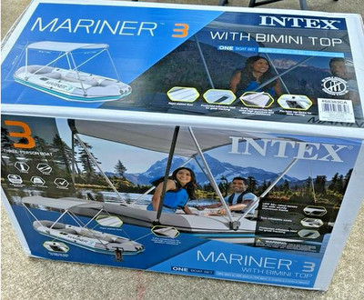 Intex Mariner 3 Inflatable Boat With Bimini Top And Cosmetic Blemishes
