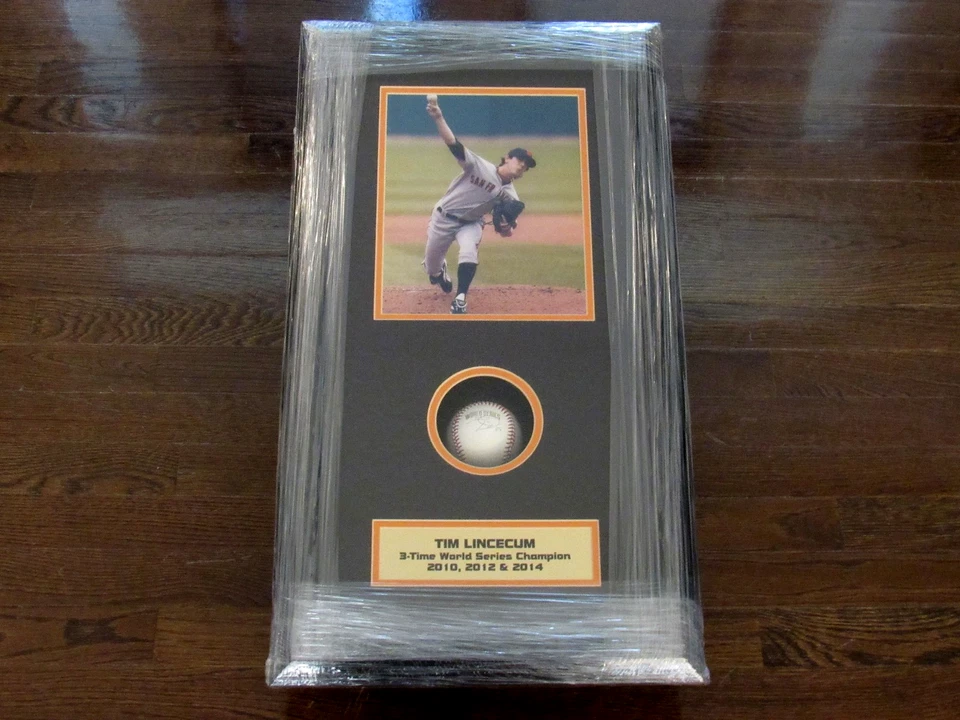 TIM LINCECUM 3X WSC SF GIANTS SIGNED AUTO 2014 WS BASEBALL SHADOW BOX SOP BEAUTY - Image 2 of 4