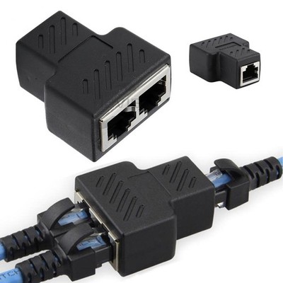 RJ45 Splitter Adapter Netzwerk Verteiler Ethernet Cat5 Cat5e Cat6 LAN Kabel 1zu2